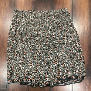 Max Studio Black and Orange Floral Mini Skirt